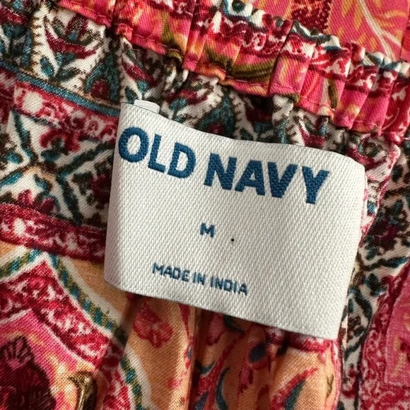 Old Navy Women's Waist-Defined Cami Midi Beach Sun Dress Pink Paisley Medium - Picture 4 of 12